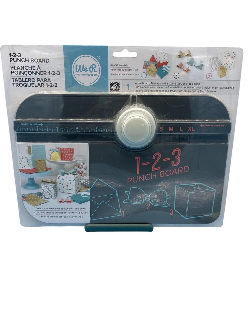 We R Memory Keepers 1-2-3 Punch Board Envelope Box Bow Maker Crafts Scrapbooking